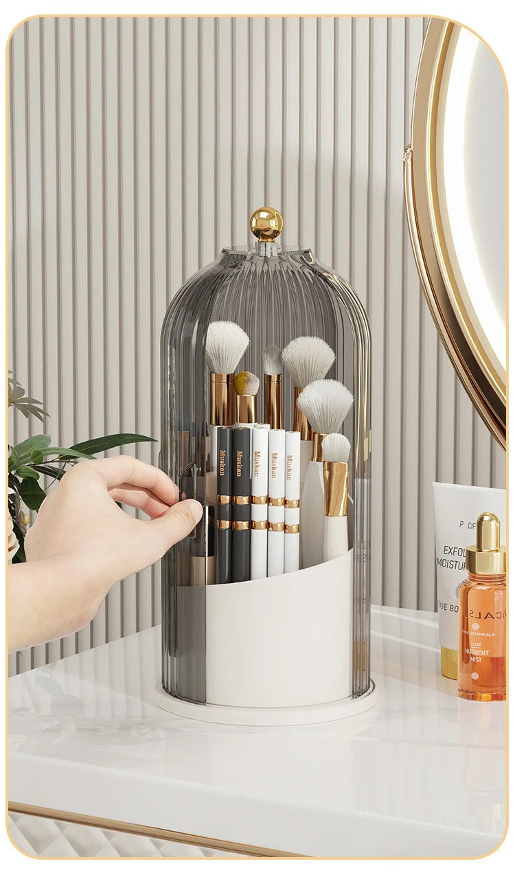 360° Rotating Make Up Organizer With Lid Luxury Cosmetic Brushes Holder Lipstick Eyebrow Pencil Holder Eye Shadow Storage Box