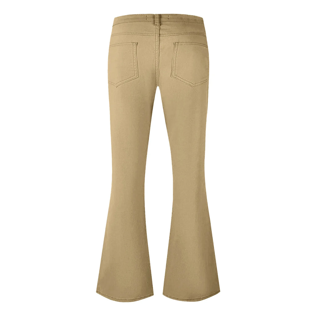 Men's fashion Retro Disco Flared Pants Loose Stretch Vintage Trousers Fit Flared Comfortable Retro Stretch Twill Men's Trousers