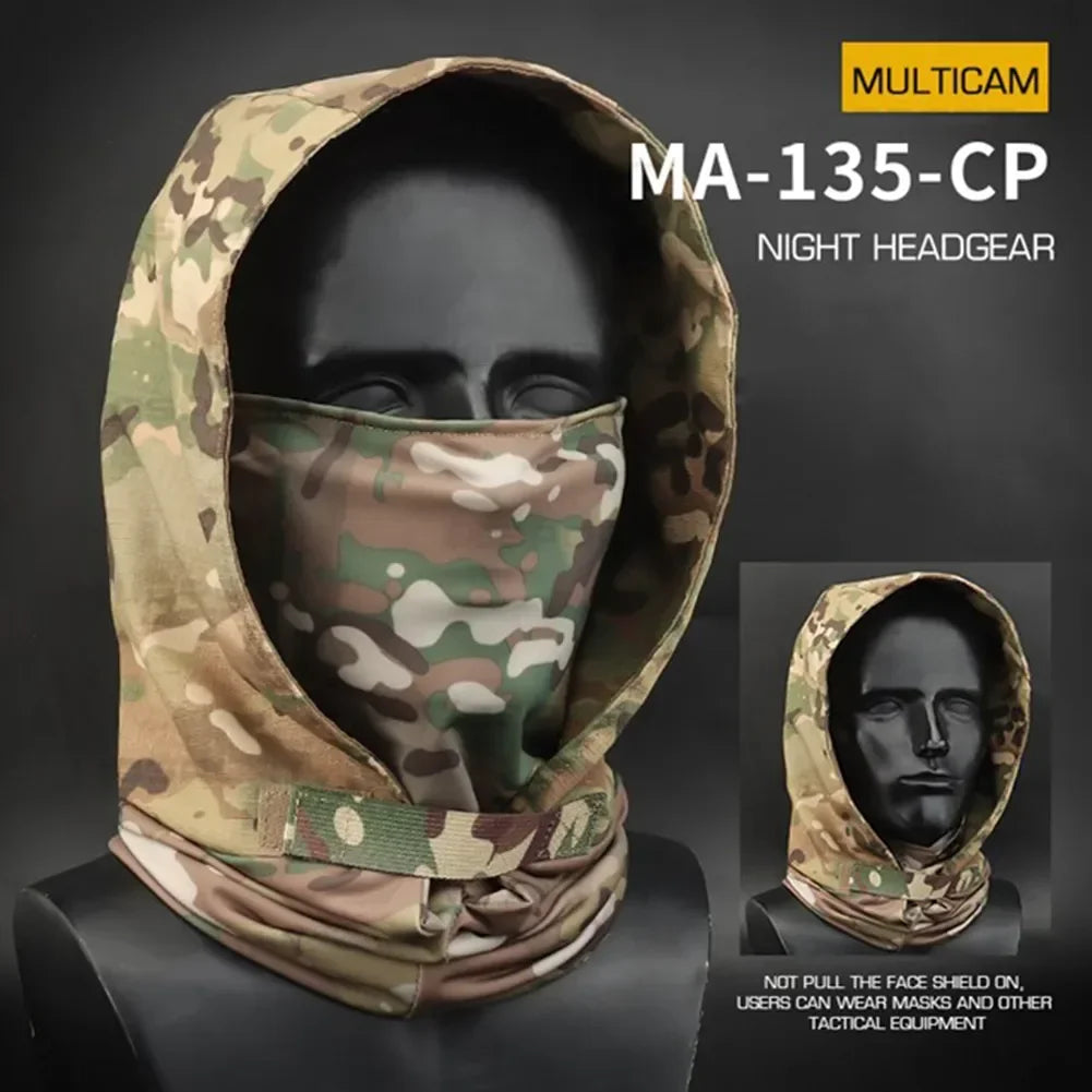Tactical Hood Headwear Full Face Mask UV Protection for Men Women Ski Sun Hood Tactical Cycling Sports Masks for Hunting/Outdoor