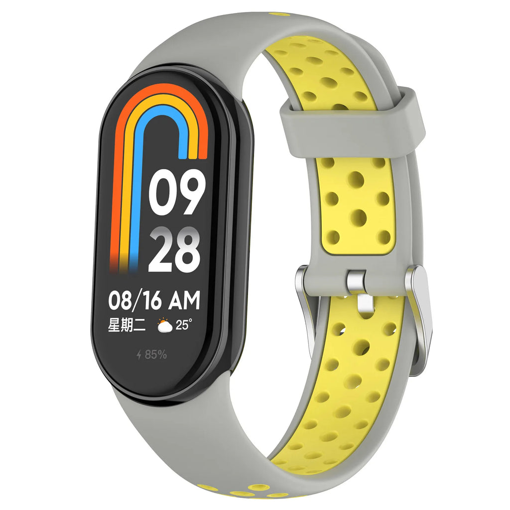 Silicone Watch Strap For Xiaomi Band 9 8 Two-Color Breathable Smart Watchband Replacement Bracelet for Xiaomi Mi Band 8 9 Strap