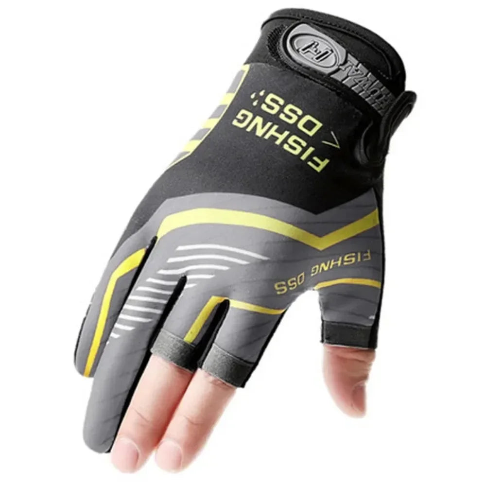 High Quality Fishing Gloves for Men Summer Fishing Road Sub Sunscreen and Anti Slip Ice Silk Breathable Thin Three Finger Gloves
