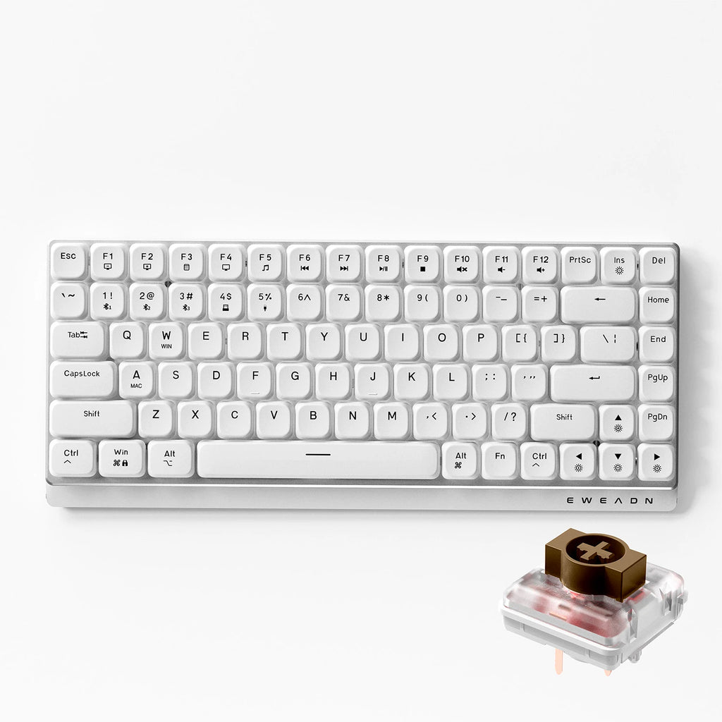 EWEADN MK84 Low-Profile Mechanical Gaming Keyboard, Wireless Bluetooth Tri-mode, Portable, Stylish Design for Gaming & Office