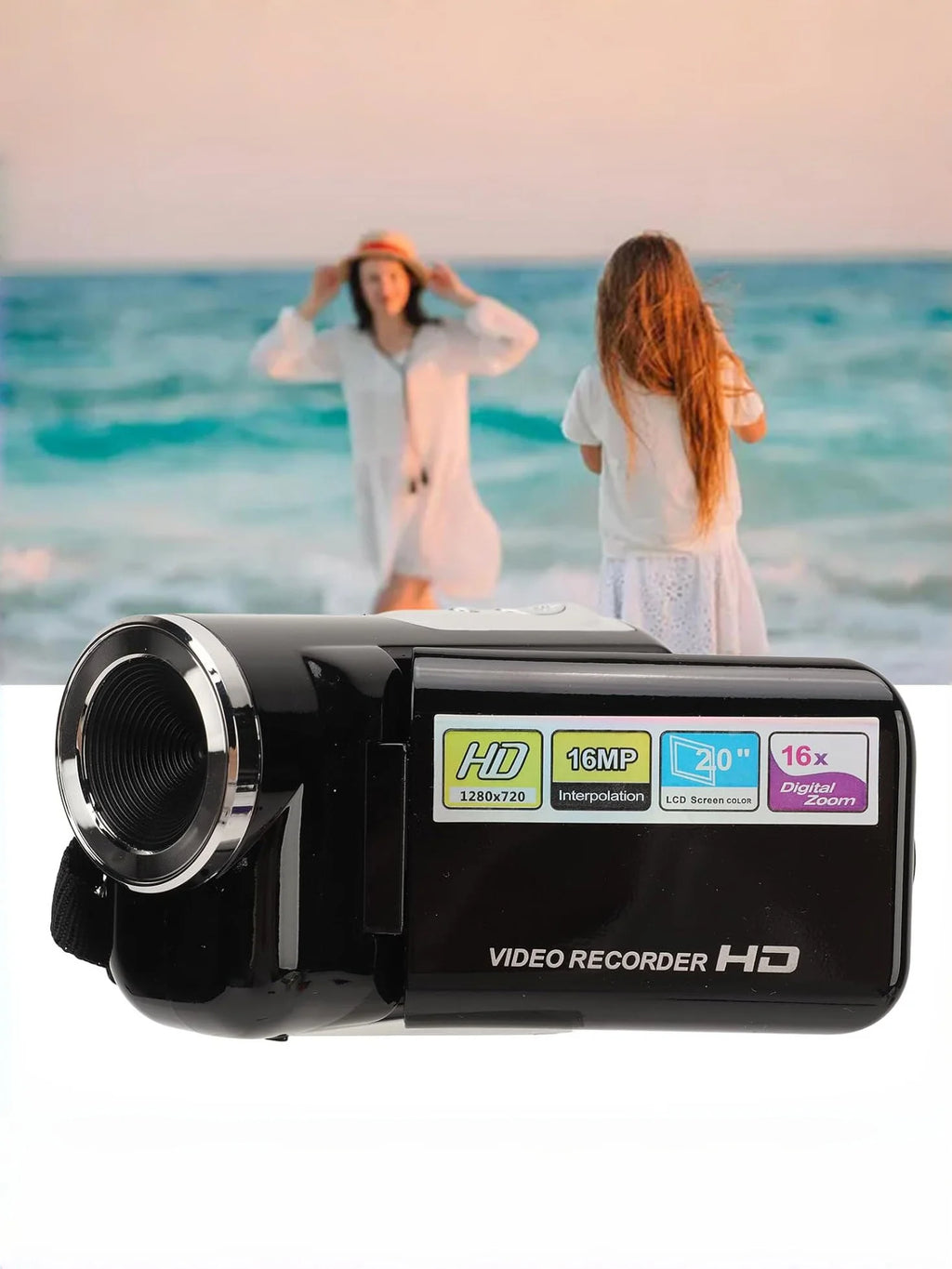 MiniDV Digital Video Handheld Camcorder is a high-definition camcorder with a sleek silver designdigital zoom