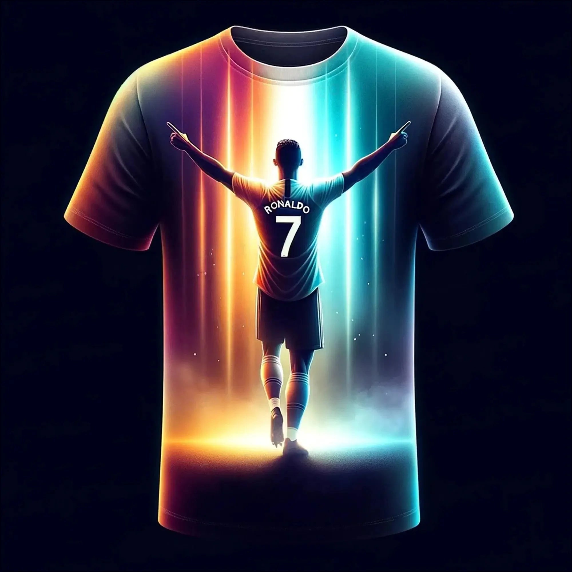 Summer men's T-shirt 3D printed Ronaldo boys' football training uniform, children's sports breathable top