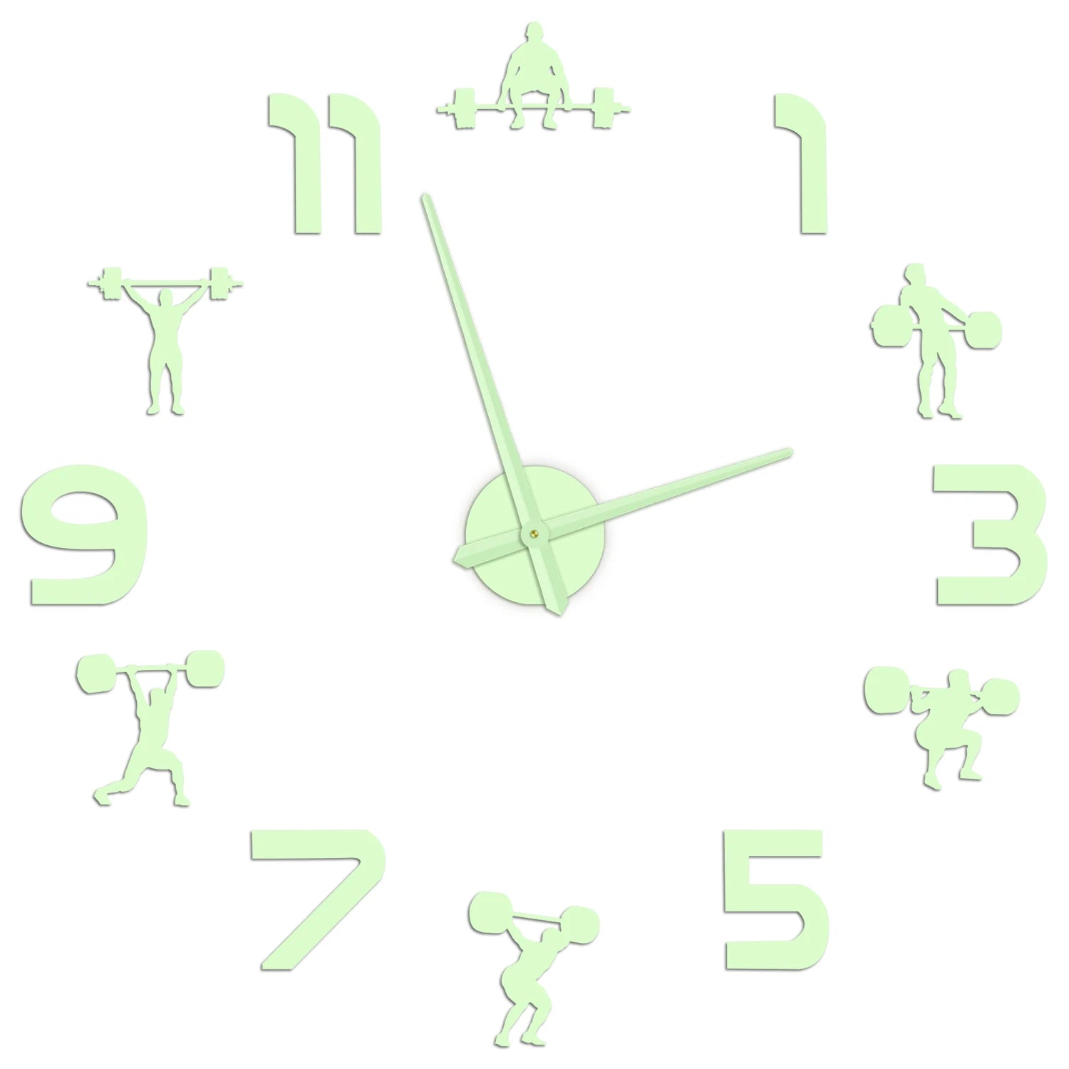 Weightlifting Fitness Room Wall Decor DIY Giant Wall Clock Mirror Effect Powerlifting Frameless Large Wall Clock GYM Wall Watch