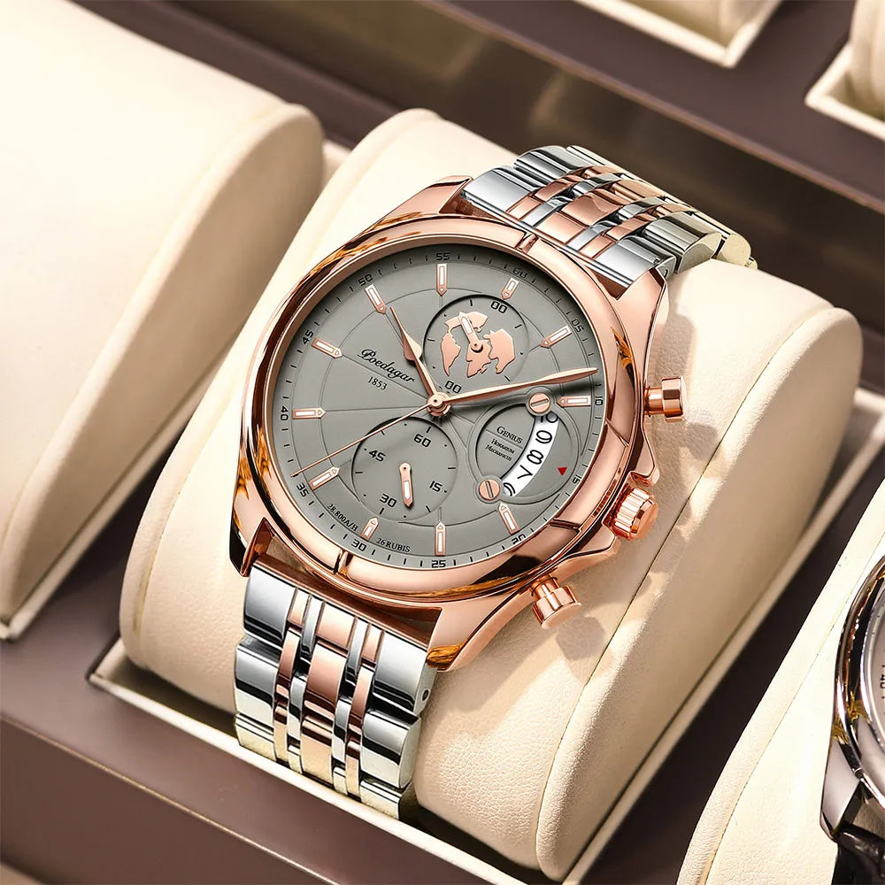 POEDAGAR Top Luxury Brand Casual Men Watch Chronograph Waterproof Date Full Steel Quartz Men's Watch Business Relogio Masculino