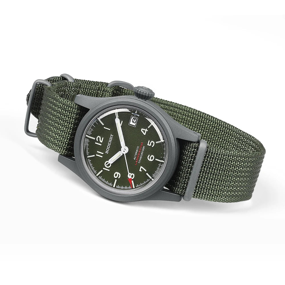 Boderry LANDMASTER Field Watches Titanium Automatic For Seiko Movement Sport 100M Waterproof Outdoor Dive Wristwatch Mens