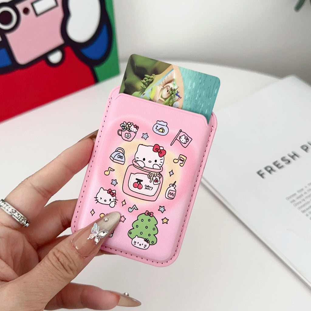 INS Korean Cute Hello Kitty for Magsafe Wallet Card Clip Case For iPhone 15 16 Pro Max 13 14 12 Magnetic Wallet Pink Girl Cover