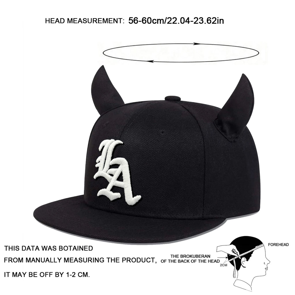 Unisex Personality Letter Embroidery Ox Horn Hip-hop Hats Outdoor Adjustable Casual Baseball Caps Sunscreen Hat