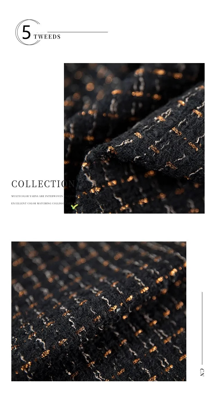 Retro Style High-grade Tweed Coat Fabric By Meters for Clothes Skirts Sewing Striped Pattern Wool Polyester Designer Cloth Drape