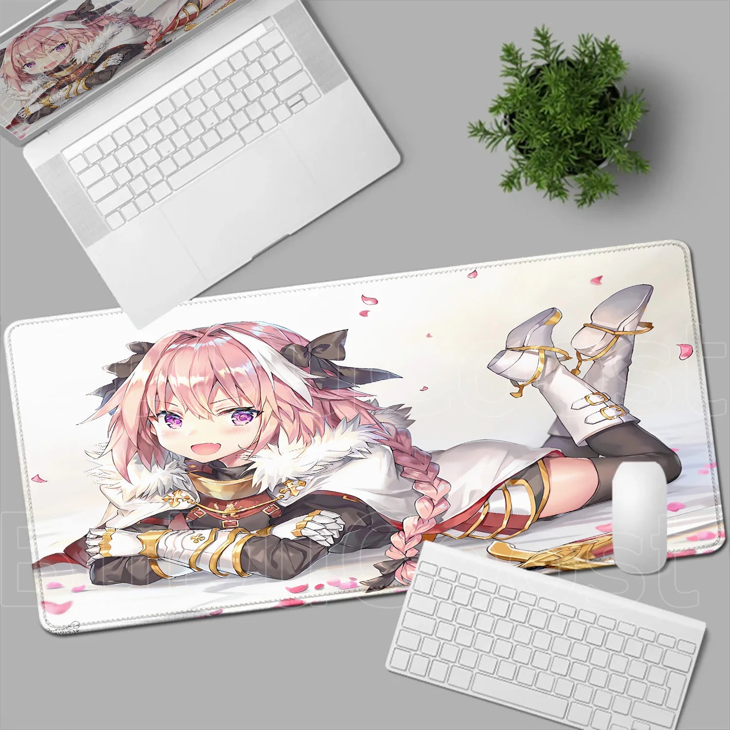 Astolfo Mousepad HD Print Anime Girl Computer Gamer Locking Edge Non-slip Rubber Mouse Pad Keyboard PC Desk Pad Table Decoration