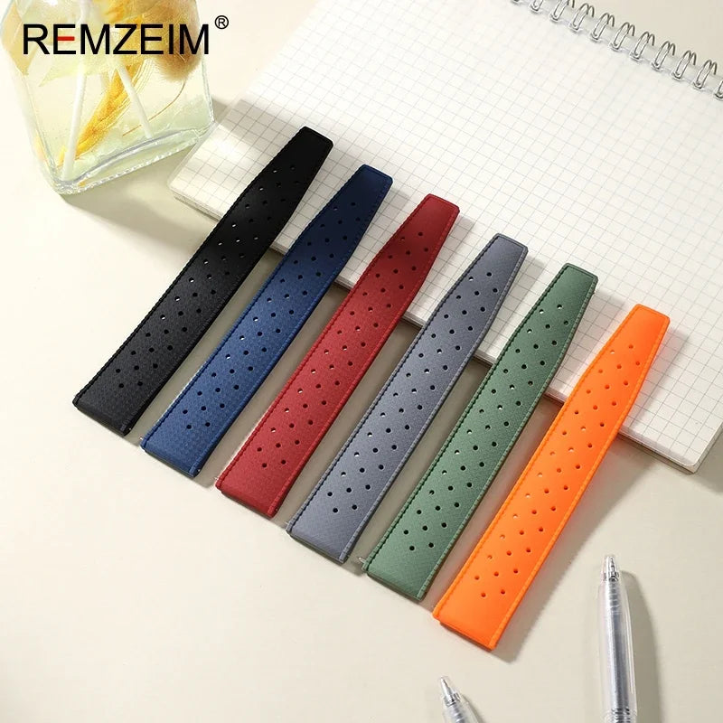 Quick Release Men's and Women's Leisure Universal  Watch Strap 18mm 20mm 22mm Soft Tropical Silicone Watch Strap