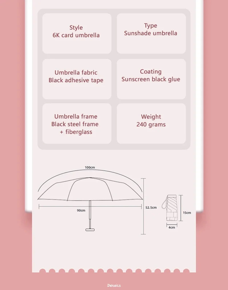 2026 Mini Sun Umbrella Pocket Rain Umbrella Vinyl Sunscreen / UV Protection Capsule Compact and Portable Rain and Rain Dual Use