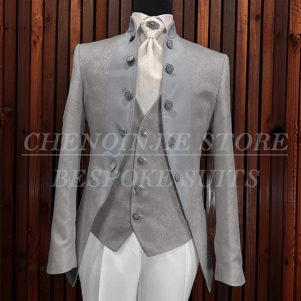 Formal Jacquard Men's Suits Elegant Wedding 3 Piece Jacket Pants Vest Blazer High Quality Full Sets Costume Homme Blazer 2025
