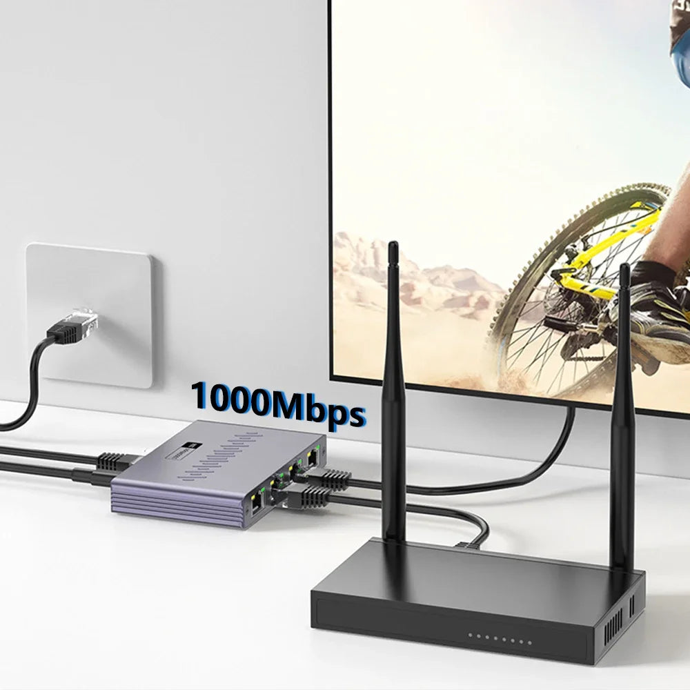 Gigabit Ethernet Splitter 1 to 2/3/4 1000Mbps RJ45 LAN Internet Splitter for PC Laptop Nintendo Switch Router TV Box Digital TV