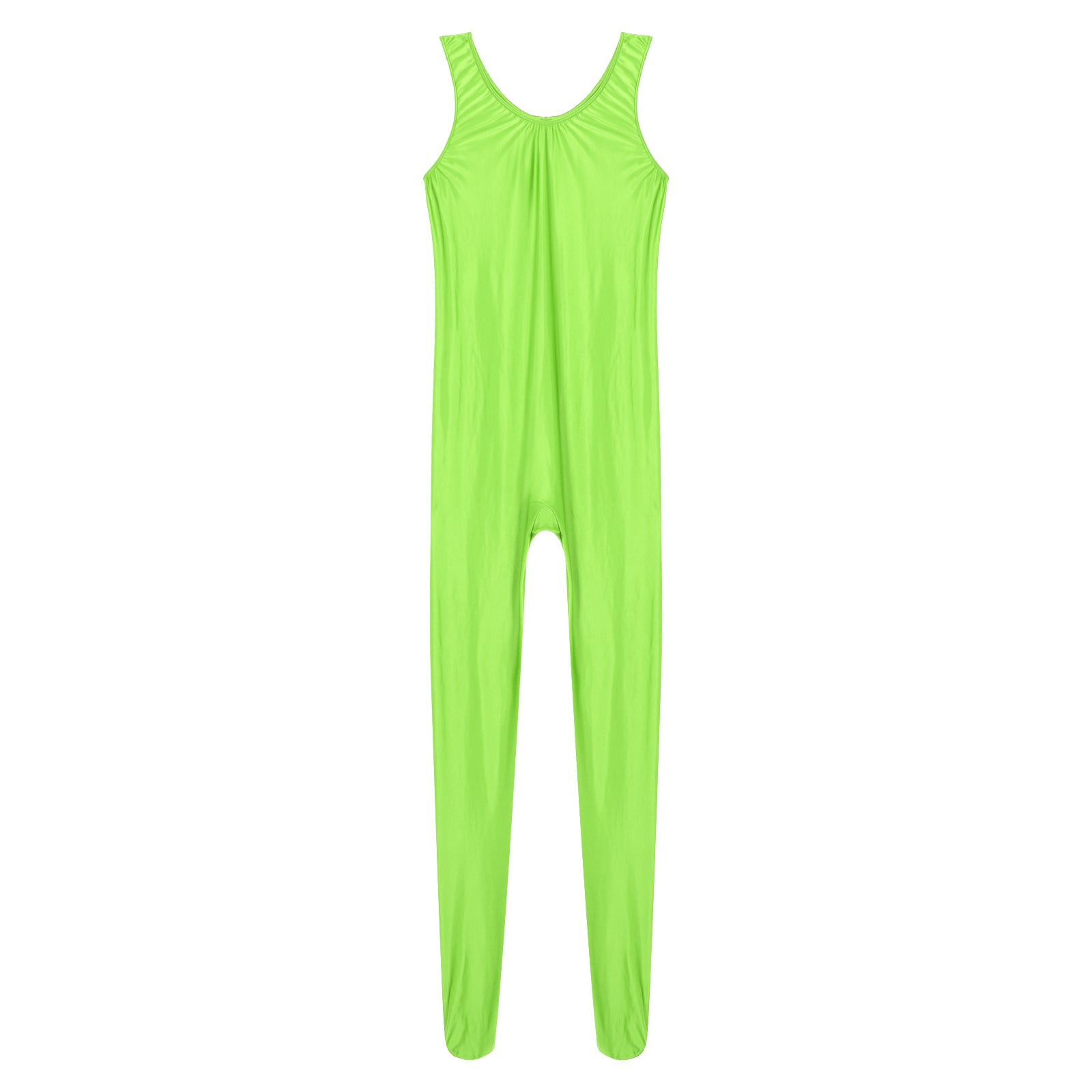 Women's Sleeveless Full Body Bodysuit Glossy Jumpsuit Gymnastics Fitness Swimming Leotard Pole Dance Costume Clubwear Lingerie