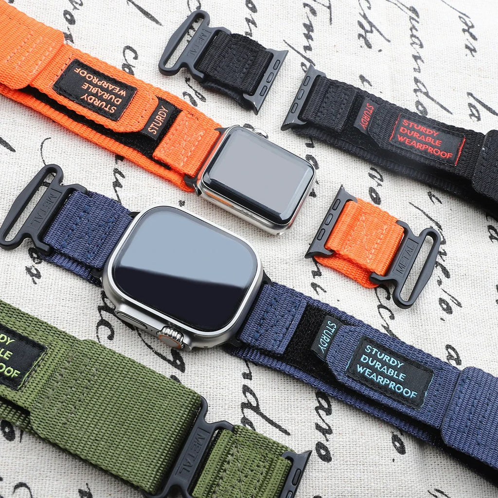 Tactical Sports Strap for Apple Watch Ultra 2 Band 49mm 46 44mm 41mm 45mm 40 42mm Nylon Band for Iwatch Series 10 9 8 7 6 SE 5 4