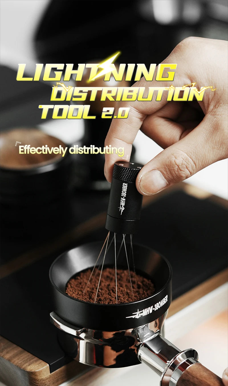 MHW-3BOMBER Espresso Distribution Tool Coffee WDT Adjustable Needles Stirrer with Magnetic Rack Professional Barista Accessories