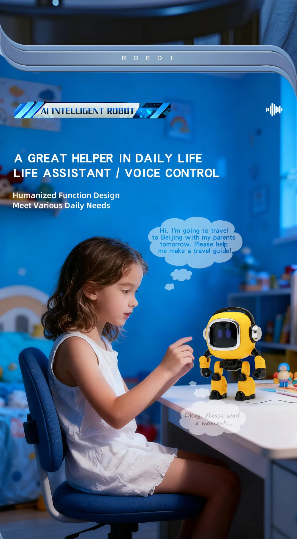 Ai Robot Smart Ai Voice Controlled Multifunctional Interactive Daily Life Assistant Educational Toy For Boys Kids