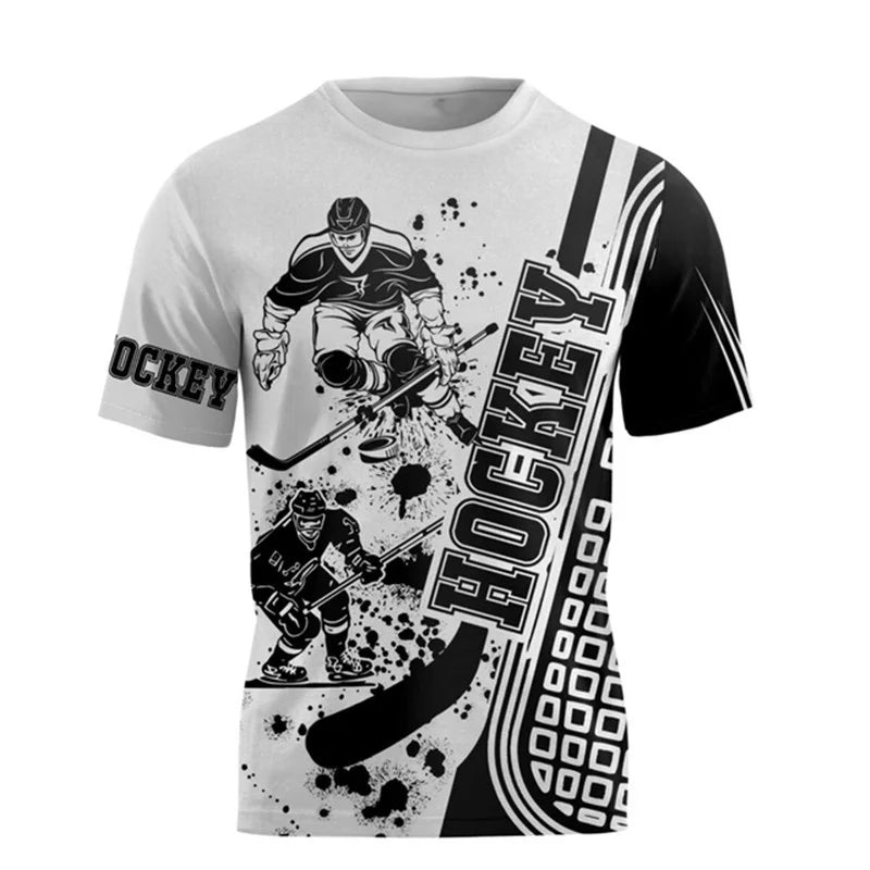 Summer New 3D Sports Hockey Printing T Shirt Hockey Fitness Lovers Graphic T-shirts For Men Gym Short Sleeves Fashion Tee Shirts