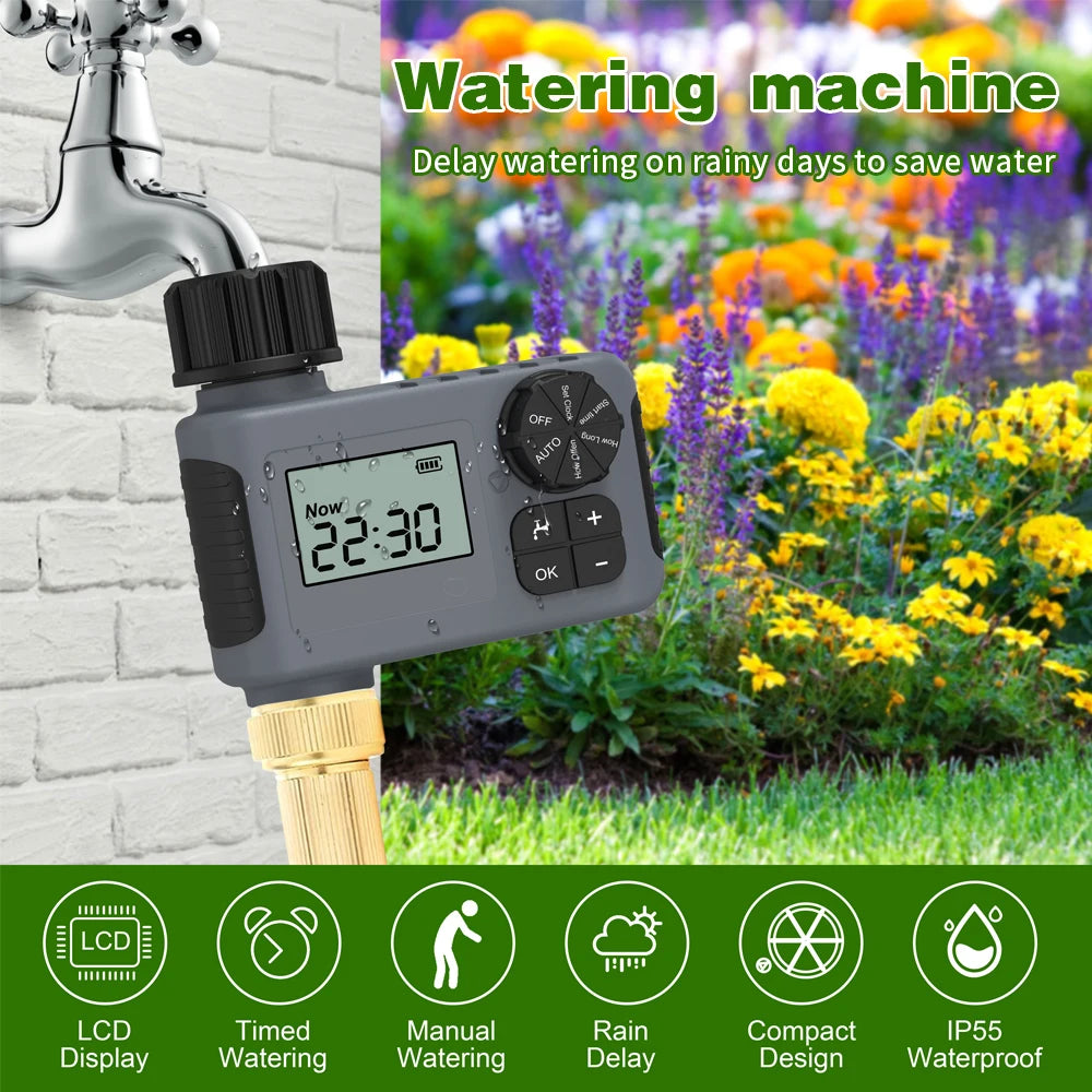 Smart Irrigation Timer Automatic Watering Timer Rain Delay Sprinkler Programmable Irrigation Controller for Outdoor Garden Lawn