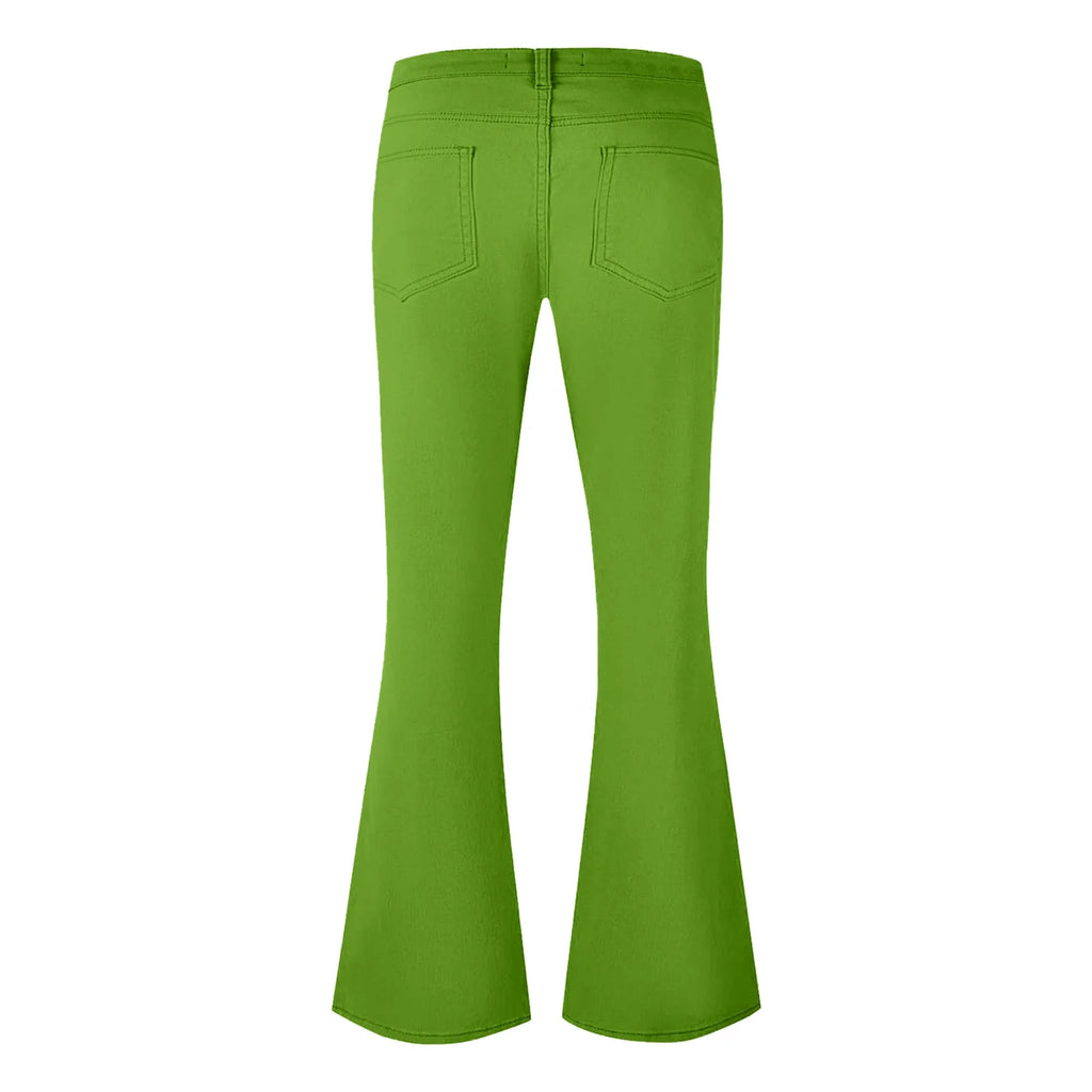 Men's fashion Retro Disco Flared Pants Loose Stretch Vintage Trousers Fit Flared Comfortable Retro Stretch Twill Men's Trousers
