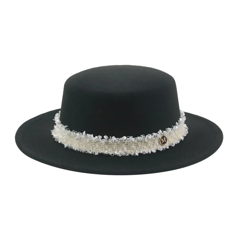 Hats for Women Fedoras Felted Hat Flat Dome Solid Band Luxury Elegant Fahsion Jazz Cap Women's Hat Women Hat Sombreros De Mujer