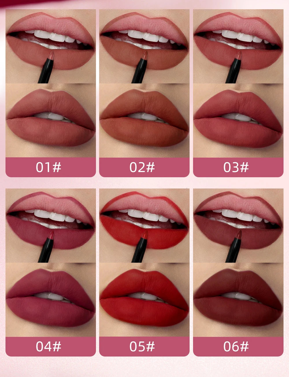 6 Colors Double-end Lip Gloss Waterproof Lipstick Pencil Long Lasting Sexy Red Lipgloss Beauty Matte Lip Liner Pen Lips Makeup
