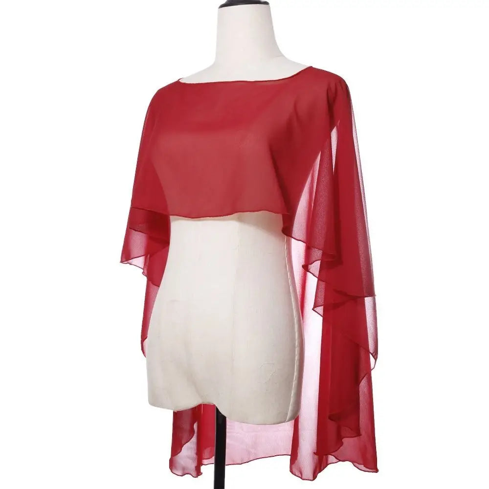New Fashion Soft Wedding Capes Long Solid Color Chiffon Shrug Sunscreen Wraps Womens Ladies
