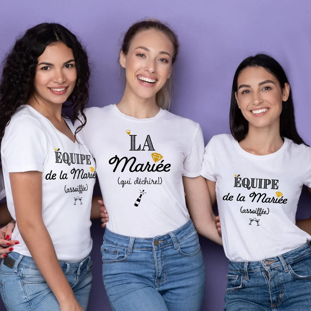 French Printed T-shirt EVJF Team of The Bride T Shirt Bachelorette Party Outfit Tops Team Bride Bridesmaid Short Sleeve Clothes