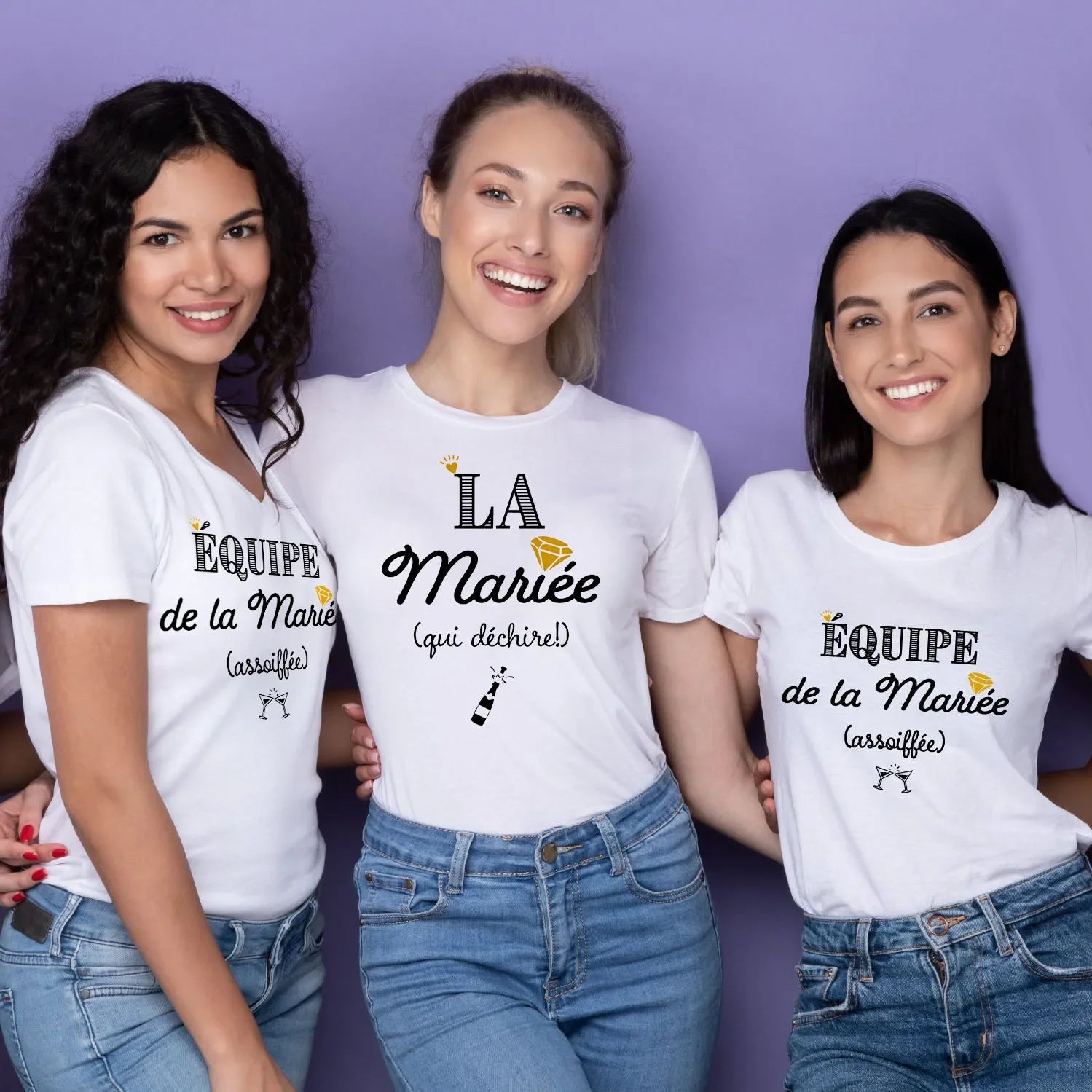 French Printed T-shirt EVJF Team of The Bride T Shirt Bachelorette Party Outfit Tops Team Bride Bridesmaid Short Sleeve Clothes