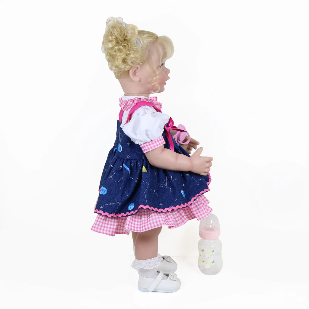 Galaxia Girl” – 22” Realistic Reborn Toddler Doll with Blonde Curly Hair, Light Skin Tone, Hand-Painted Face