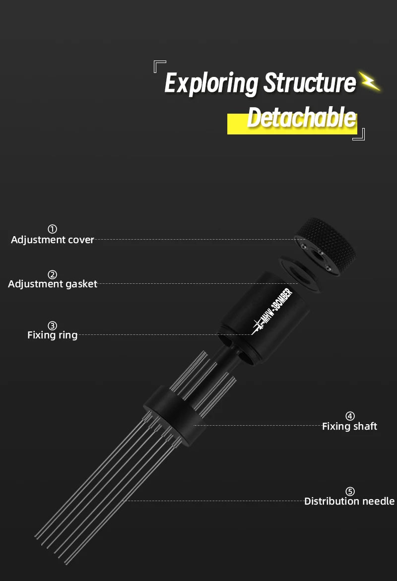 MHW-3BOMBER Espresso Distribution Tool Coffee WDT Adjustable Needles Stirrer with Magnetic Rack Professional Barista Accessories