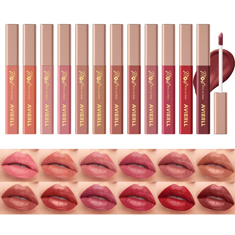 Lip gloss set shiny liquid lipstick Long lasting moisturizing non-sticky plump hydrating lip balm Women's makeup Halloween gift