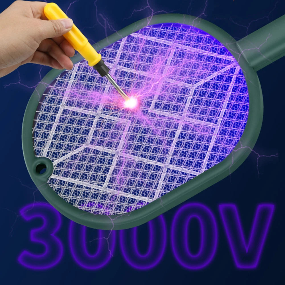 Electric Mosquito Racket 2-in-1 Fly Swatter Trap Electric Mosquito Swatter USB Rechargeable Mosquito Racket Fly Zapper For Home
