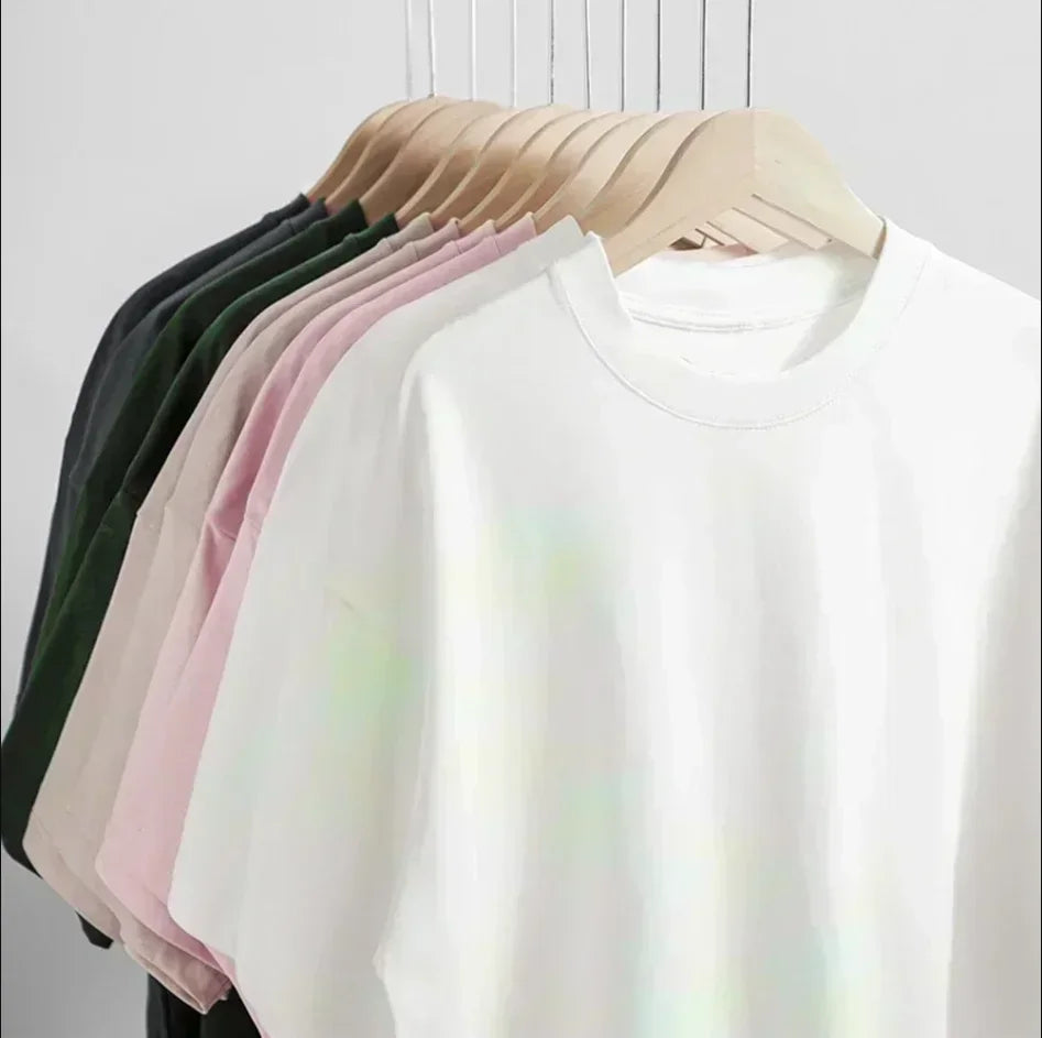 Ladies Summer 100% Cotton Women's T-shirt Bottoming Basic Fashionable Solid Lady Short Sleeve Loose Tops Shirts㎡ Tops