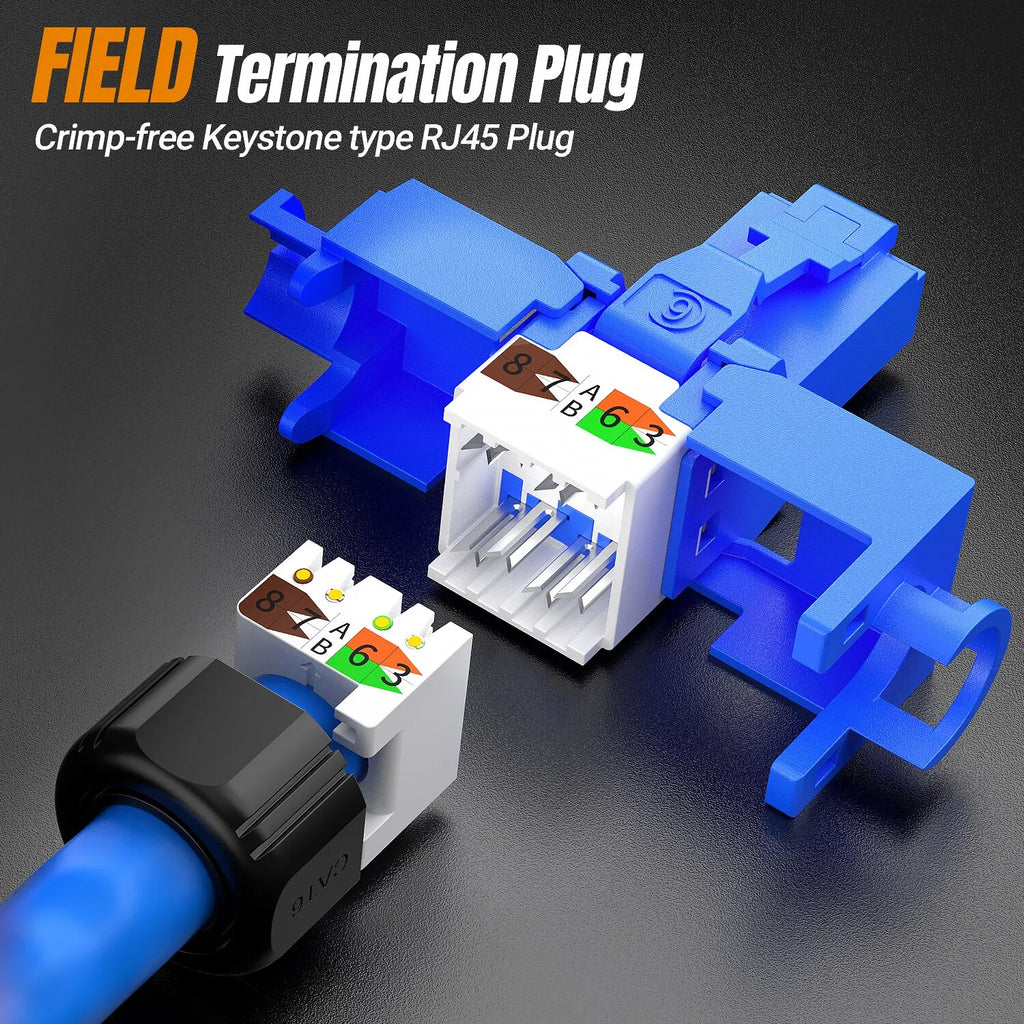 AMPCOM RJ45 Connectors Modular Plug, Cat6 Cat6A UTP Stecker Network Toolless Connector Ethernet Plugs Cable Internet Tools Free