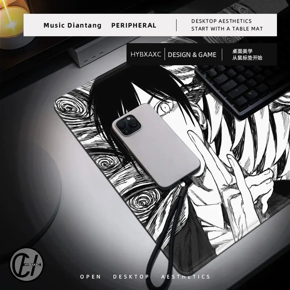 Black And White Anime Mousepad Laptop C-chainsaw Man Keyboard Pad PC Gaming Accessories Aki Hayakawa Desk Mat