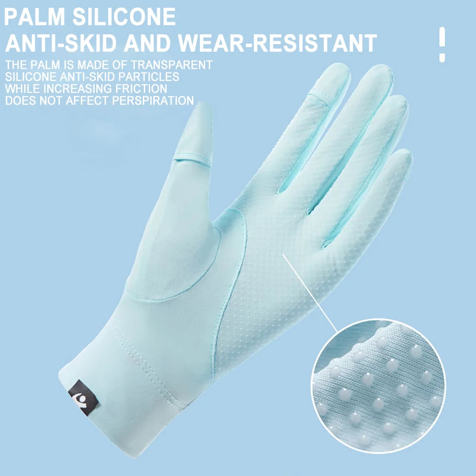 KoKossi Summer Sunscreen Gloves Breathable Anti UV Touch Screen Ice Silk Finger Flipping Gloves Riding Driving Gloves Woman