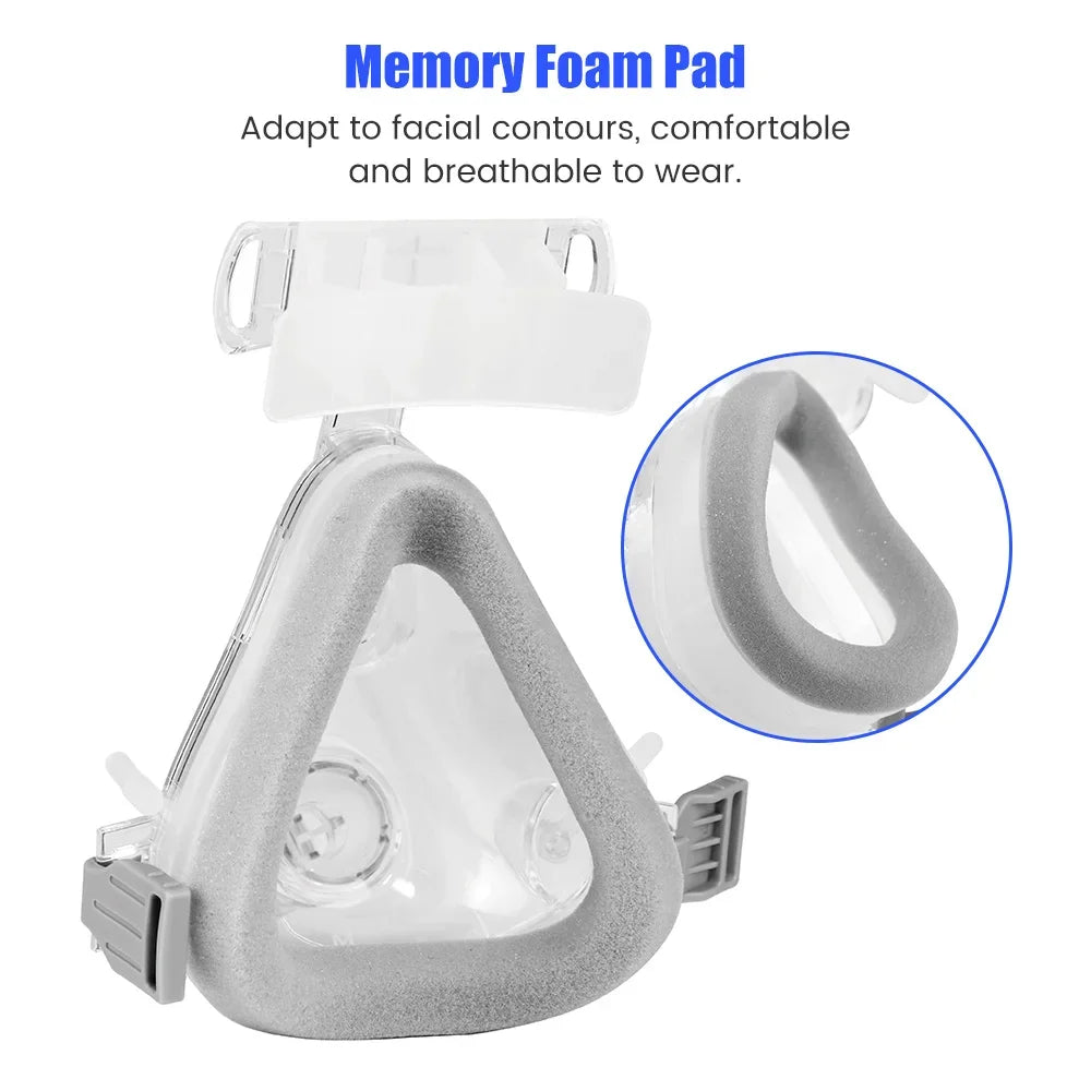 Comfortable CPAP Full Face Mask  Adjustable Strap Respirator For Cushion Travel Anti Snoring Stopper Solution Tools Sleep Help