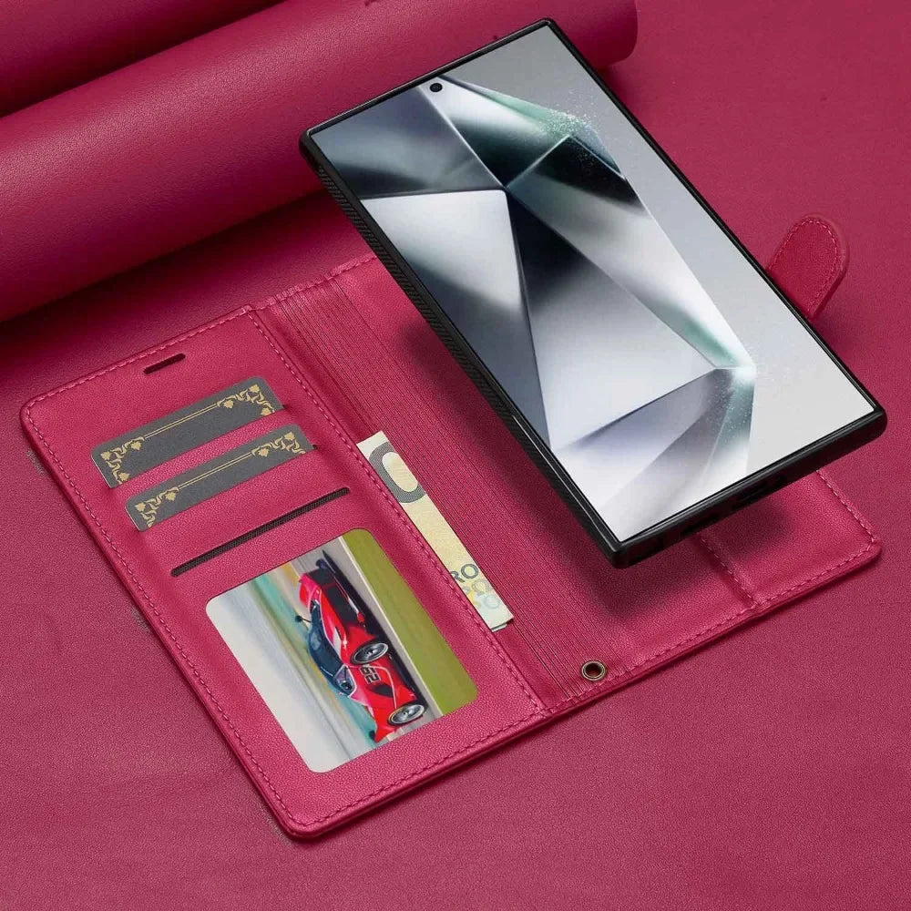 Detachable Wallet Case For Samsung Galaxy S25 Ultra S24 FE S23 + Plus Card Holder Kickstand Shockproof Wrist Strap Flip Cover