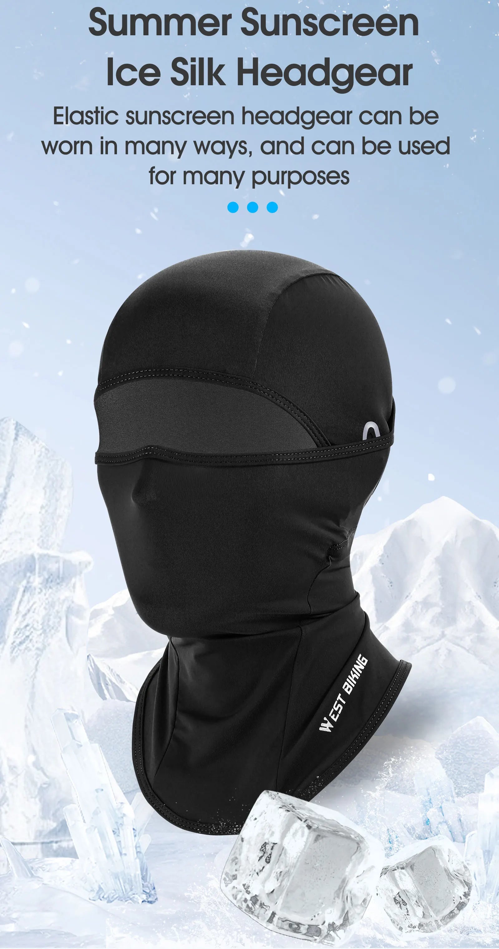 WEST BIKING Summer Cycling Face Mask Cool Breathable Sports Balaclava Men Women Bicycle Motorcycle Sun UV Protection Cycling Cap