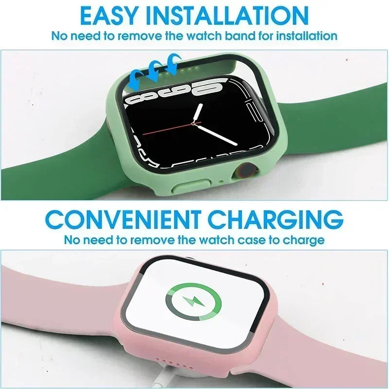 Tempered Glass+Cover For Apple Watch series 10 42mm 46mm Matte Hard PC bumper Screen Protector Case iWatch 10 42/46 Accessories