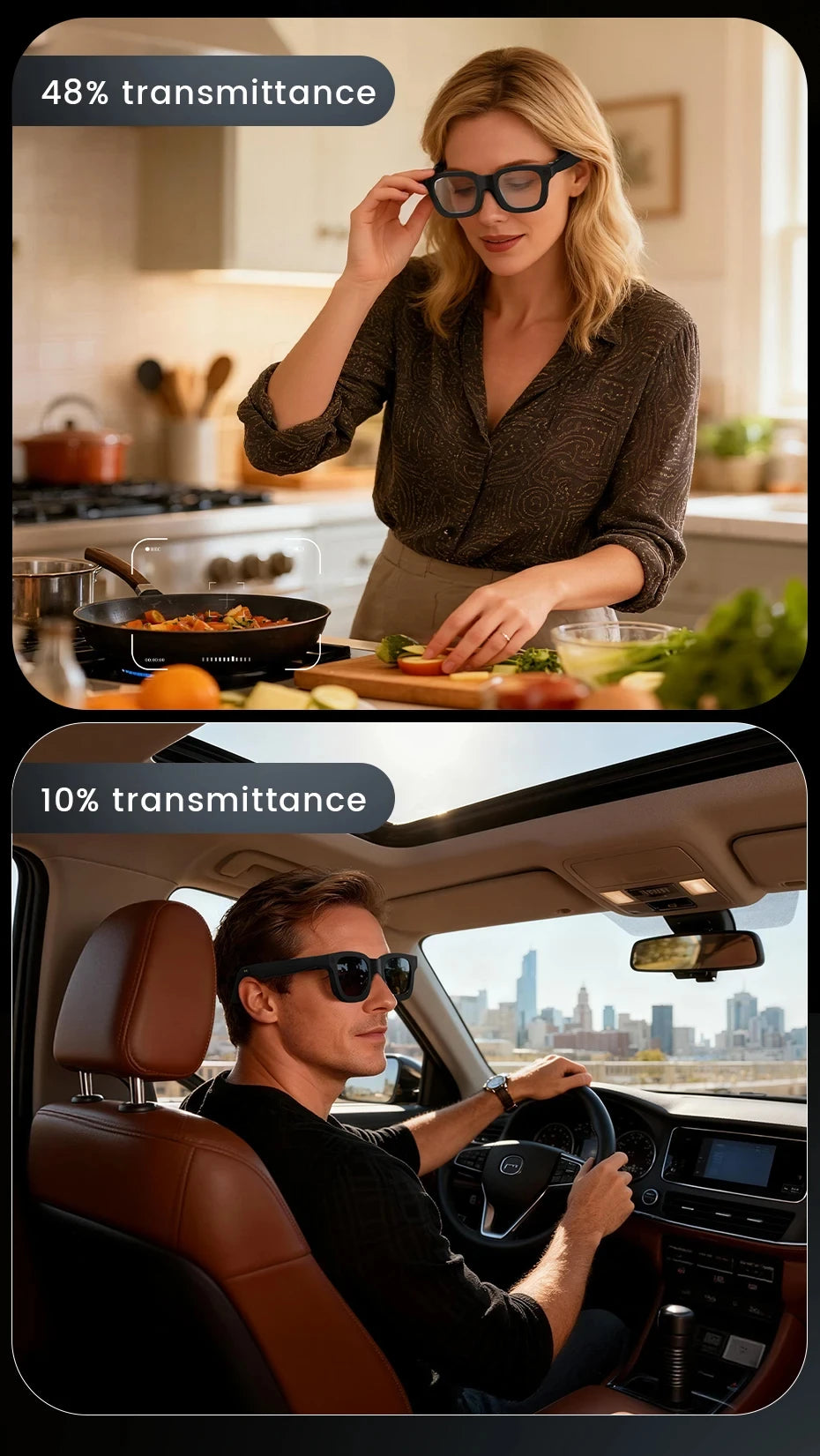 2026 AI Smart Glasses: AI Voice Translation, Video, Bluetooth Call, Music Touch Photochromic Lenses Hands-free, Universal Gift