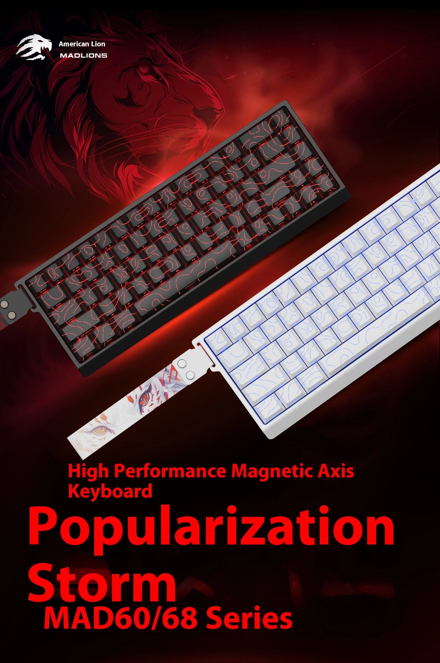 MADLIONS MAD60HE MAD68HE Magnetic Switch Keyboard Wired Mechanical Keyboard 8000Hz 0.01mmRT Valorant Gaming Keyboard Custom
