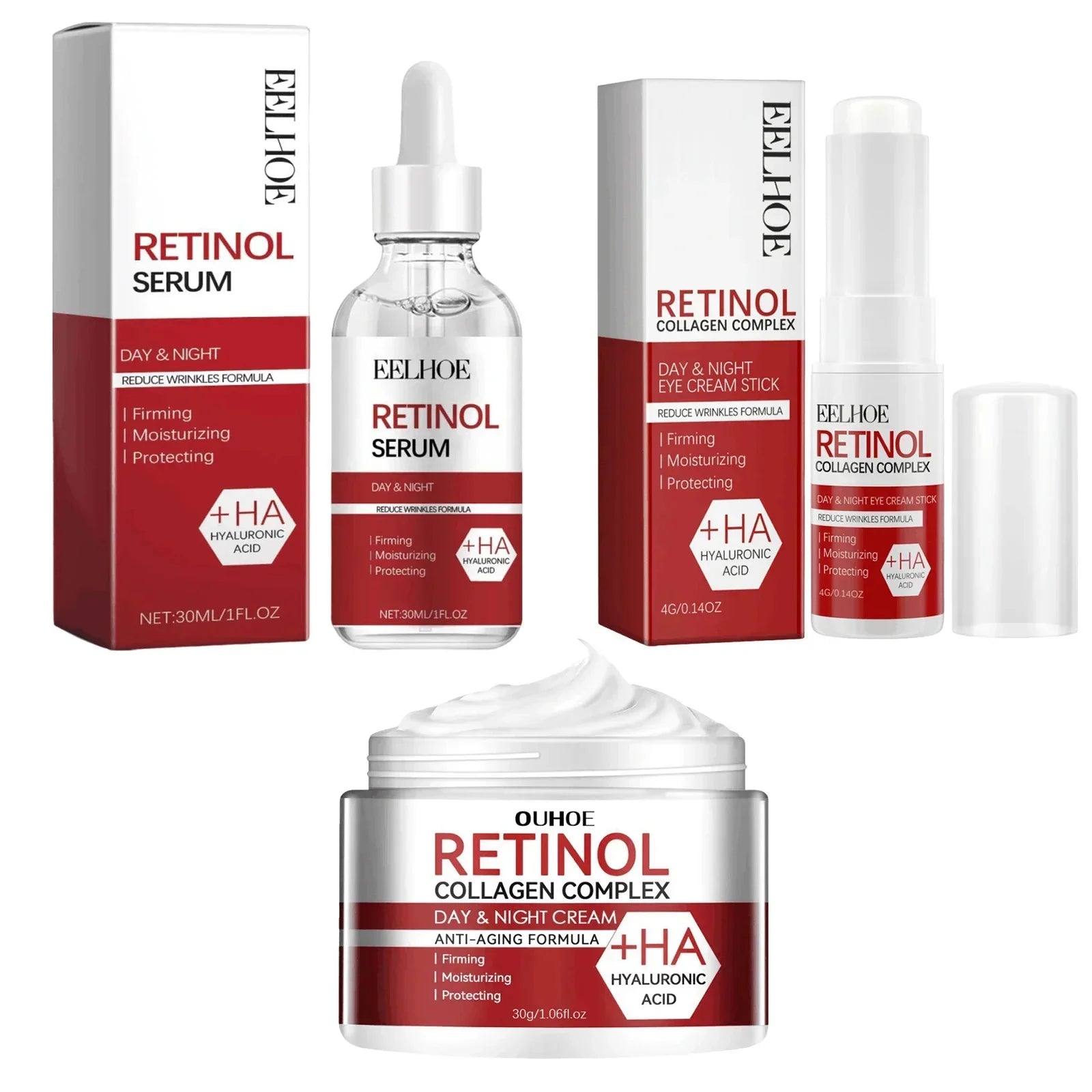Retinol Wrinkle Removal Facial Kit Instant Firming Enhancement Anti Aging Serum Fading Fine Line Whitening Korean Skincare