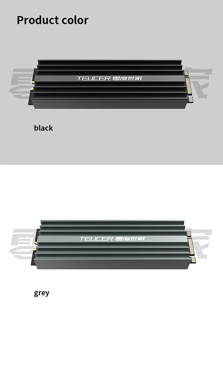 TEUCER M2-LD02 M.2 Cooling Heatsink SSD Heat Dissipation Kit NVME For 2280  Hard Disk Desktop Computer