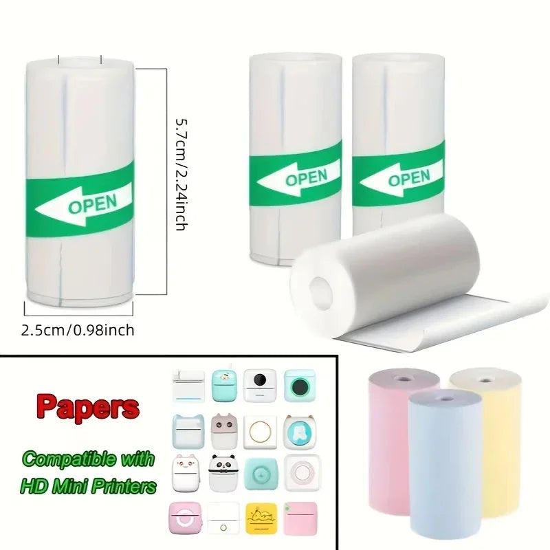 Mini Printer Paper Thermal Label Sticker Colorful Adhesive Self-adhesive Paper For Wireless Photo Inkless Printer 57mm