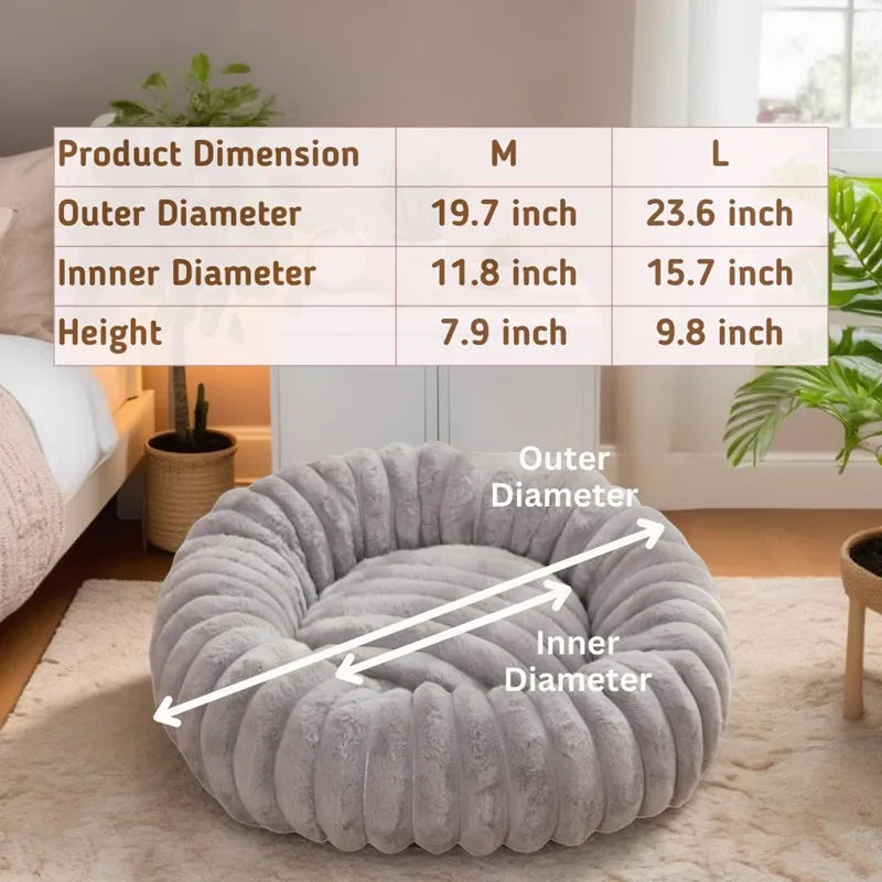 Pet Nest Rabbit Plush Pet Pad Long Hair Round Cat Nest Universal Warm Dog Bed in All Seasons Soft Cat House  Pet Accessories