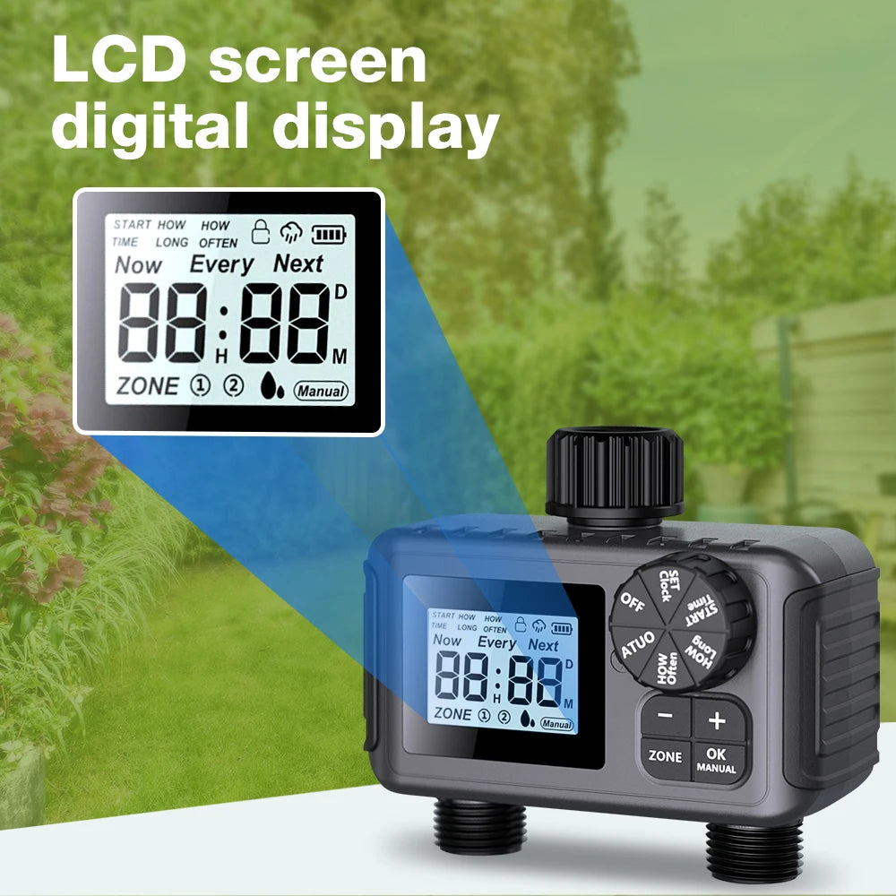 Smart Irrigation Timer Automatic Watering Timer Rain Delay Sprinkler Programmable Irrigation Controller for Outdoor Garden Lawn
